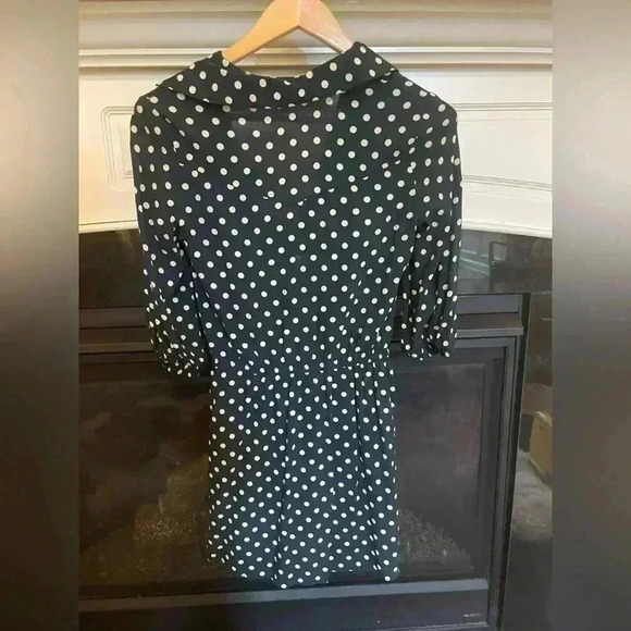 Zara Womens Dark Green Polkadot Dress Size XS Button Front, Wrap Long Sleeve - Picture 4 of 4